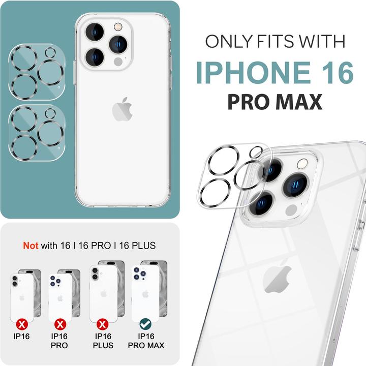 Produktbild Nalia 2x Kamera Schutzglas (2 Stück, Apple iPhone 16 Pro Max)