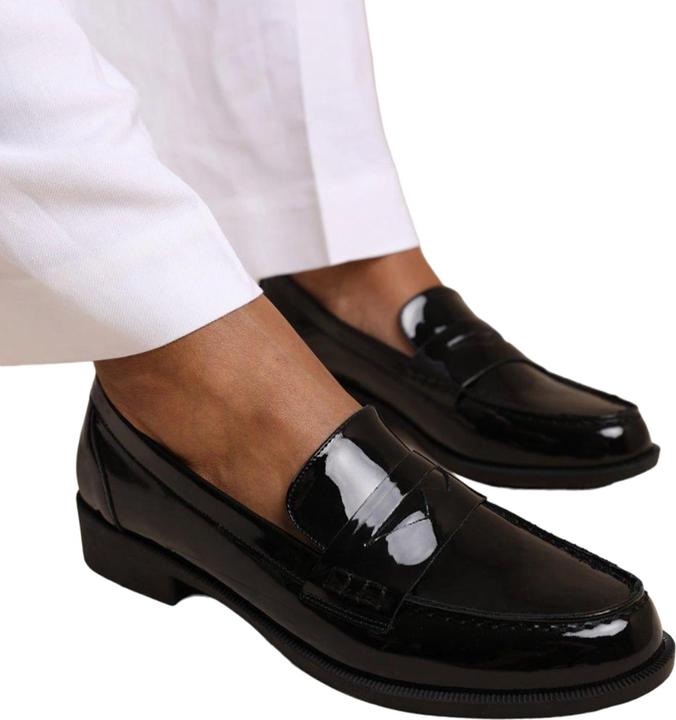 Actual product image Where's That From Womens/Ladies Houston Patent Leather Slip-on Wide Loafers (39)