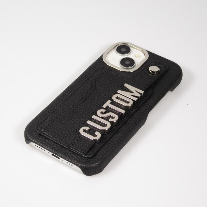 Actual product image PhoneLook Cover Customised leather cover with silver lettering + lanyard and card compartment (Apple iPhone 15)