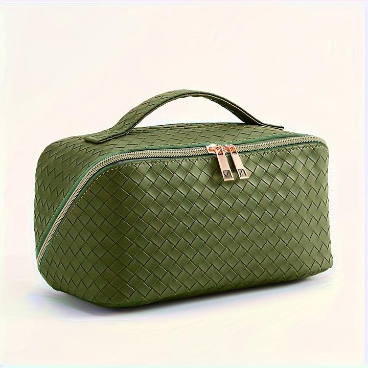 Only-Bags.Store Geräumige wasserdichte Kunstleder-Schminktasche mit Griff - tragbarer Reise-Kosmetik-Organizer mit