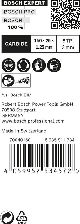 Actual product image Bosch Professional Zubehör EXPERT 'Thick Tough Metal' S 955 CHC reciprocating saw blade, 10 pieces