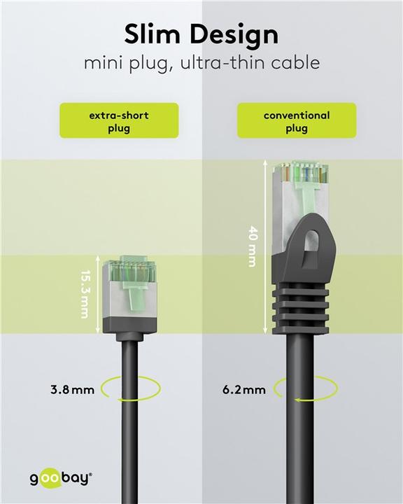 Produktbild Goobay Ultraflexibles CAT 8.1 Patchkabel, slim, U/FTP, schwarz (U/FTP, CAT8.1, 1 m)