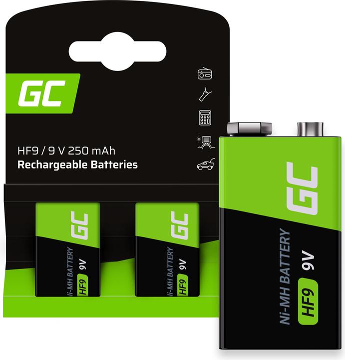 Produktbild GreenCell Batteries Rechargeable 2x 9V HF9 Ni-MH 250mAh - Batterie - 9V-Block (2 Stk., 9V Block, D, 250 mAh)