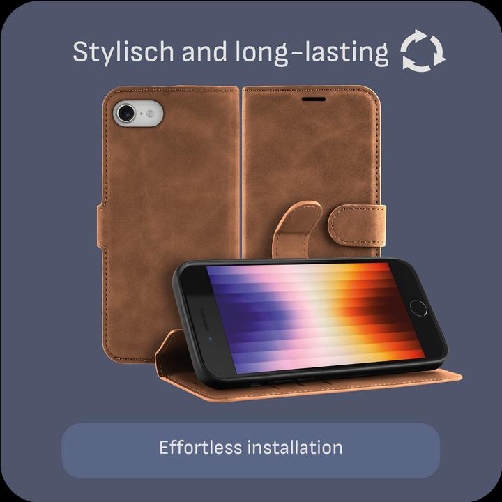 Produktbild Cazy Premium-Geldbörsen-Etui für iPhone SE 2022, Magnetisches Geldbörsen-Etui, Kartenfächer, Ständer - (Apple iPhone SE (3rd Gen))