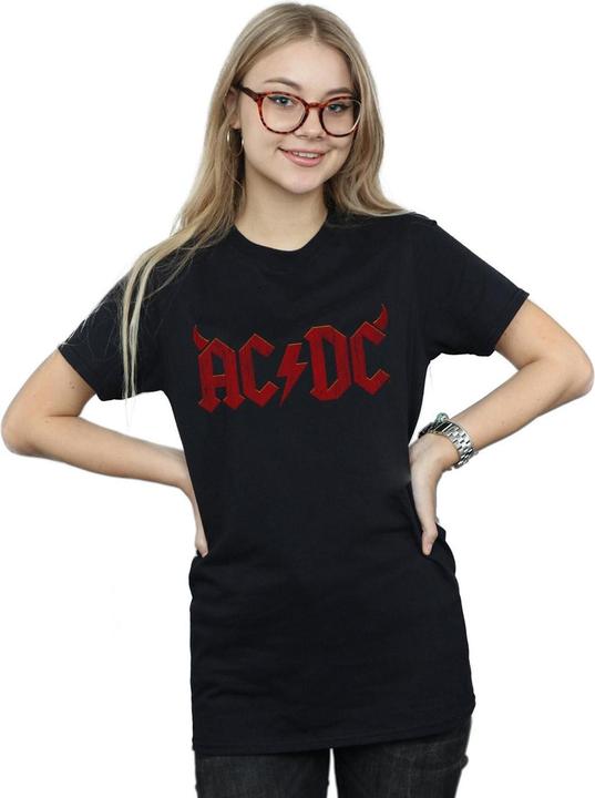 Image du produit AC/DC T-shirt boyfriend en coton avec logo Horns pour femmes/femmes (4XL)