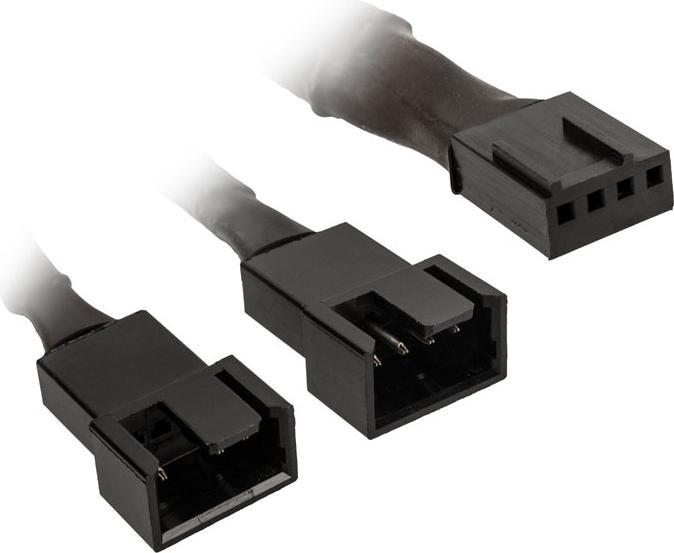 Kolink 1-2 PWM Lüfter Splitterkabel - 35 cm, geflochten, schwarz (2 Lüfter)