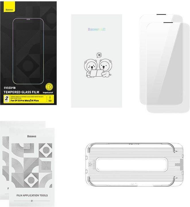 Actual product image Baseus Tempered Glass Corning for iPhone 13 Pro Max/14 Plus with built-in dust filter (1 Piece, Apple iPhone 13 Pro Max)
