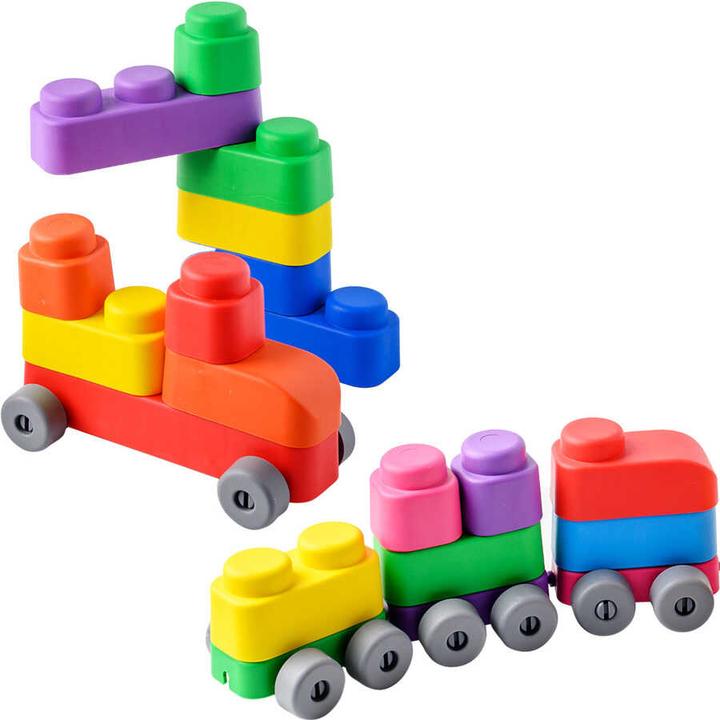 Produktbild Montessori Spielzeug, Lernspielzeug, weiche Blöcke und Räder – 21 Blöcke und 16 Räder