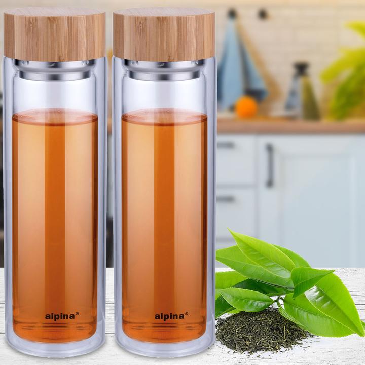 Image du produit alpina Lot de 2 bouteilles isolantes avec passoire à thé intégrée (0.45 l)