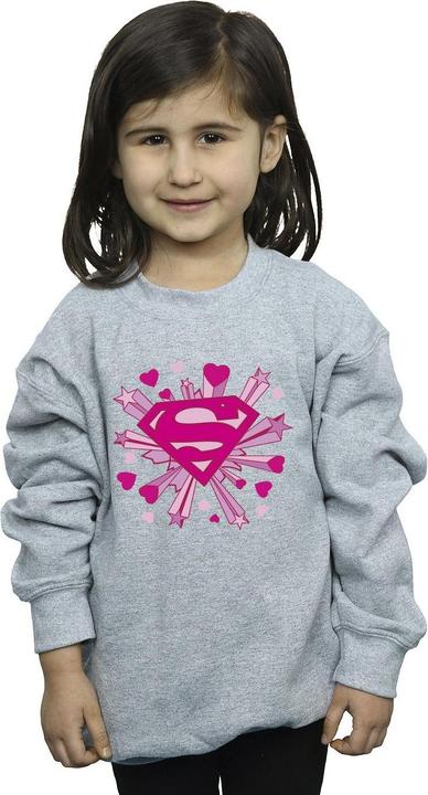 Image du produit - Sweat SUPERMAN PINK HEARTS AND STARS LOGO - Fille (152, 158)