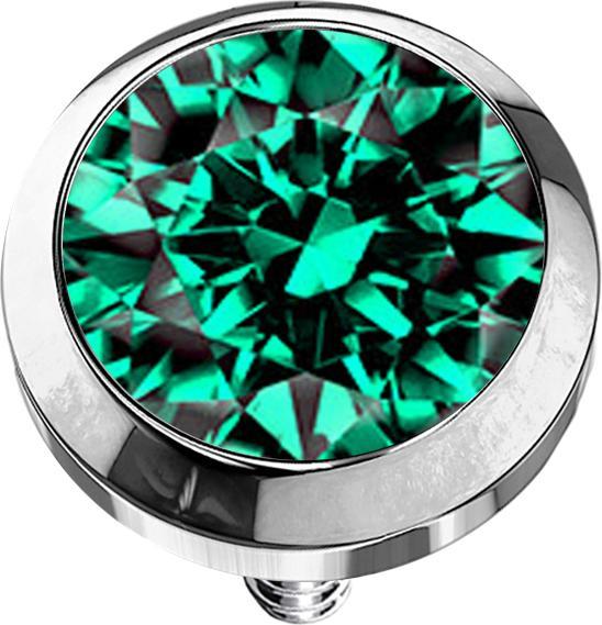 Star Piercing Dermal Anchor silber mit Kristall türkis (ohne Messing, Titan G23)