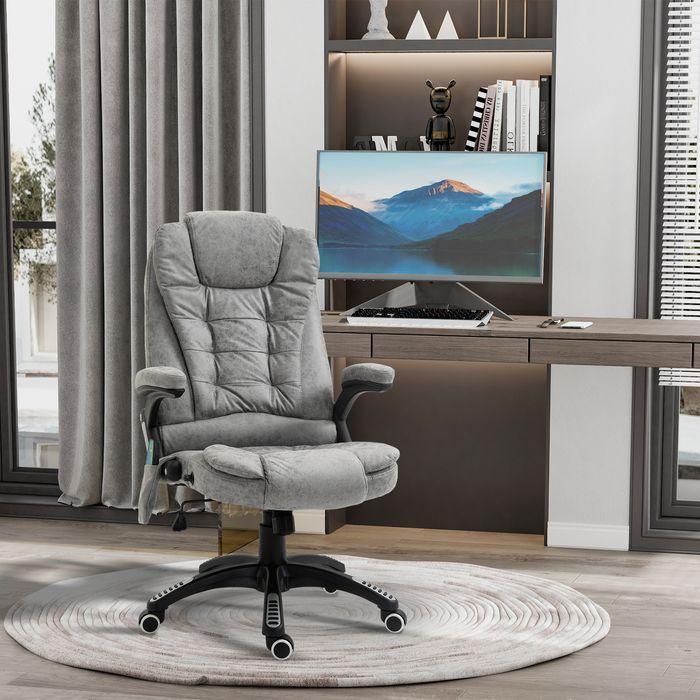 Image du produit Swisshandel24 Chaise de bureau avec fonction massage et chaleur, ergonomique, 6 points de massage, gris