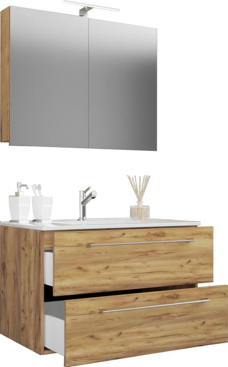 Image du produit VCM Meuble vasque 3 pièces Meuble vasque Badinos 2 tiroirs Armoire de toilette