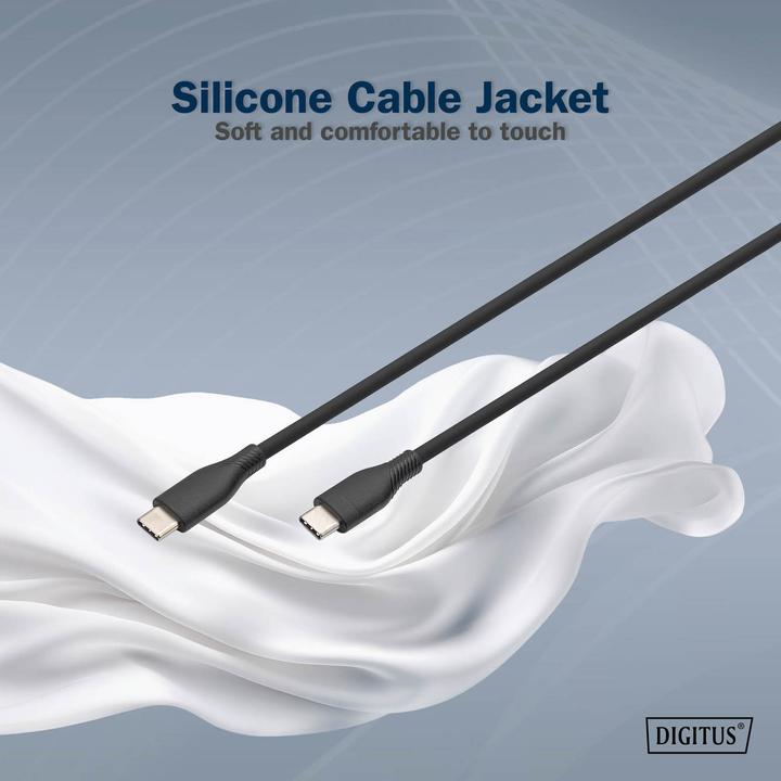 Actual product image Digitus USB-C silicone connection cable, 1m, black (1 m, USB 2.0)