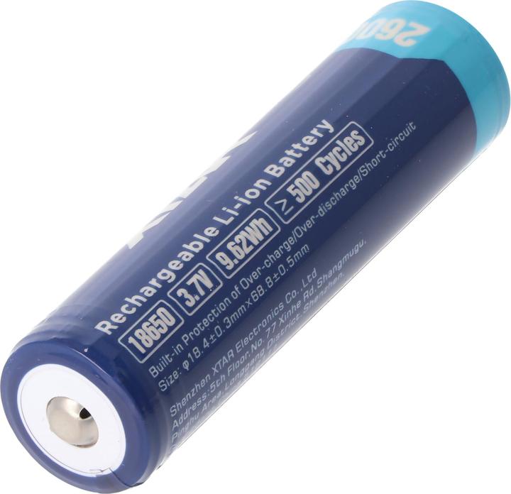 Actual product image Xtar 18650 2600mAh 3.6V - 3.7V Li-Ion battery protected with head, dimensions 69.50x18.4mm (18650, 2600 mAh)