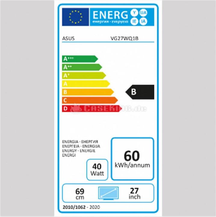 Energy Label ASUS TUF Gaming VG27WQ1B (2560 x 1440 pixels, 27")