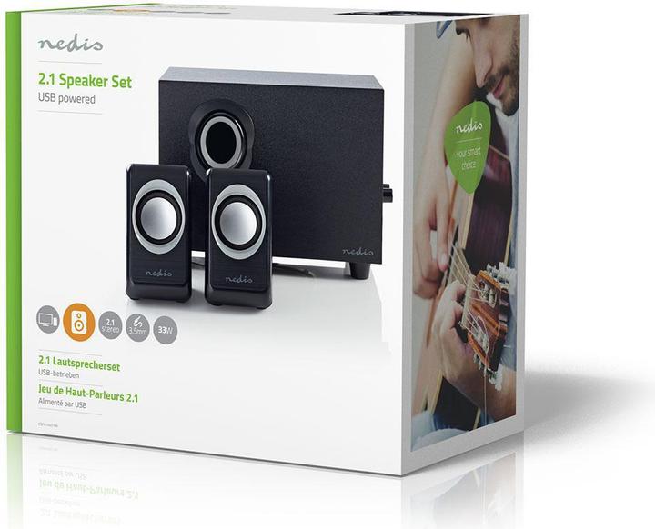 Immagine prodotto Nedis Altoparlante per PC - Alimentazione tramite USB - Subwoofer - Ingresso connessioni: 1x 3,5 mm - 2.1 (1 pz., 16 W)