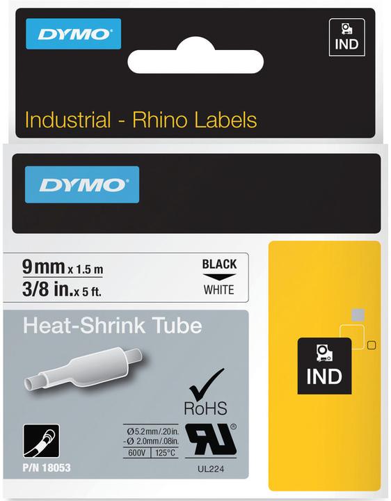 Actual product image Dymo Rhino 18053 Schrumpfschlauch (0.90 cm, Black, White)