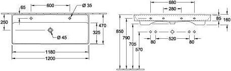 Produktbild Villeroy & Boch Doppel-Möbelwaschtisch Collaro 120 cm x 47 cm weiss 4A33C401 (470 mm, 1200 mm)