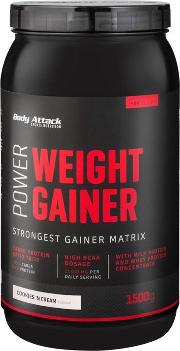 Produktbild Body Attack Power Weight Gainer (1500g Dose) (Cookies and Cream, 1 Stk., 1500 g)