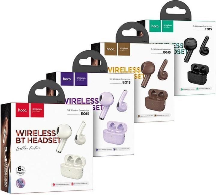 Produktbild Hoco Wireless headphones wireless earphones bluetooth TWS EQ15 purple (6 h, Kabellos)