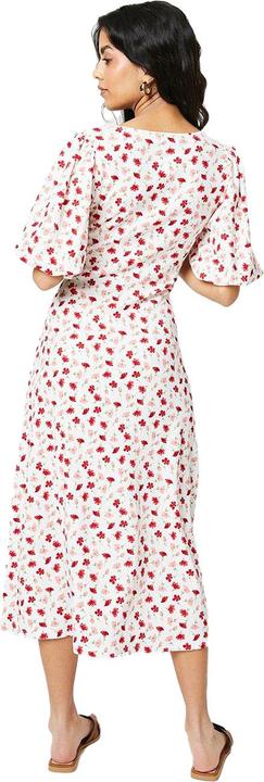 Actual product image Dorothy Perkins Womens/Ladies Ditsy Print Ruched Front Petite Puff Sleeve Midi Dress (42 D)