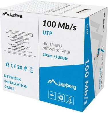 Image du produit Lanberg LCU5-10CC-0305-B Câble réseau 305 m Cat5e U/UTP (UTP) bleu (U/UTP, CAT5e, 305 m)