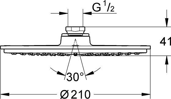 Immagine prodotto Grohe Soffione RAINSHOWER C 210 d= 210mm m flusso const 9,5 l/min cromo (1 Tipi di raggi, 8 l/min)