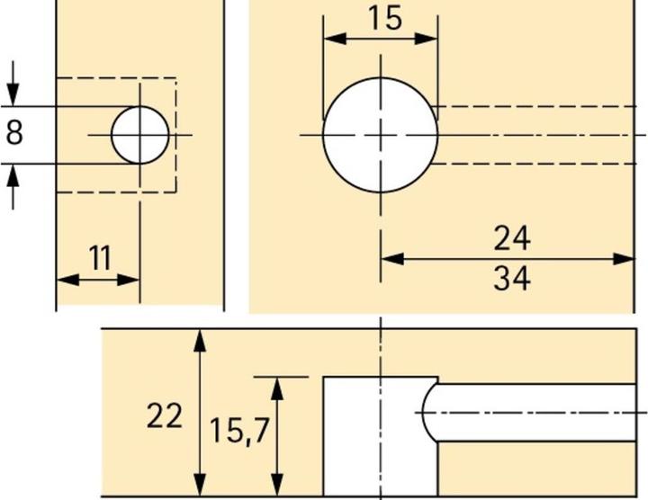 Produktbild Hettich Exzenter-Verbindungsbeschlag Rastex 15, für 22 mm Fachböden (Verbindungsbeschlag, 1 Stk.)