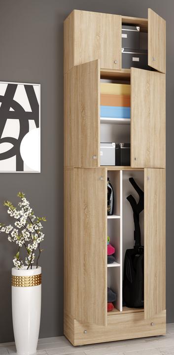 Actual product image VCM Holz Besen Putzschrank Lona mit Drehtüren Schublade Aufsatz (70 x 39 cm)