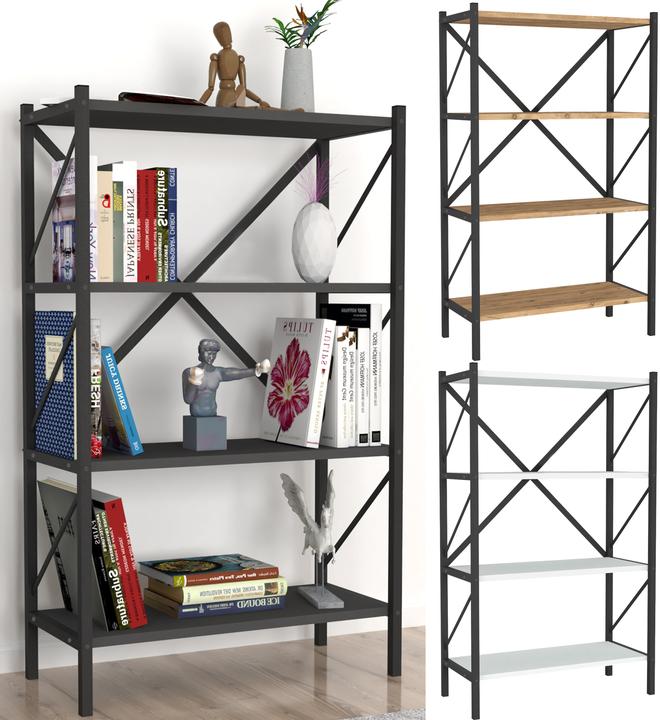 Actual product image VCM Wood Metal Storage Stand Shelf Bookcase Decorative Books Stand Shelf Insasi 4 (66 x 34 x 121 cm)