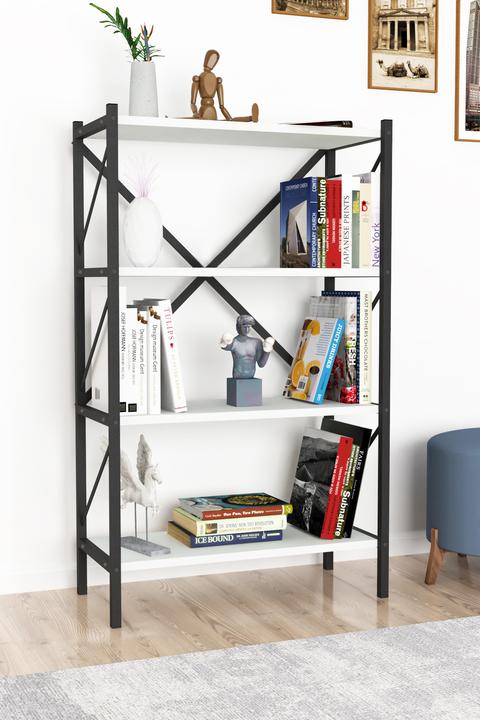 Actual product image VCM Wood Metal Storage Stand Shelf Bookcase Decorative Books Stand Shelf Insasi 4 (66 x 34 x 121 cm)