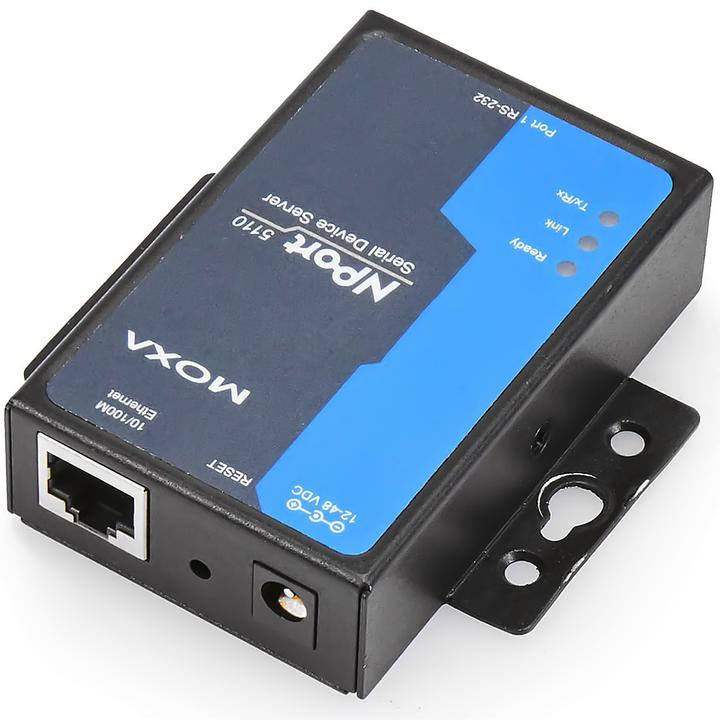 Actual product image Moxa NPort 5110, Ethernet Serial Device Server (1-port RS-232) (RJ45, RJ45 (1x))