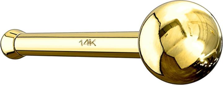 Actual product image Star Piercing Nose stud straight 14k gold with ball (14k gold, without brass)