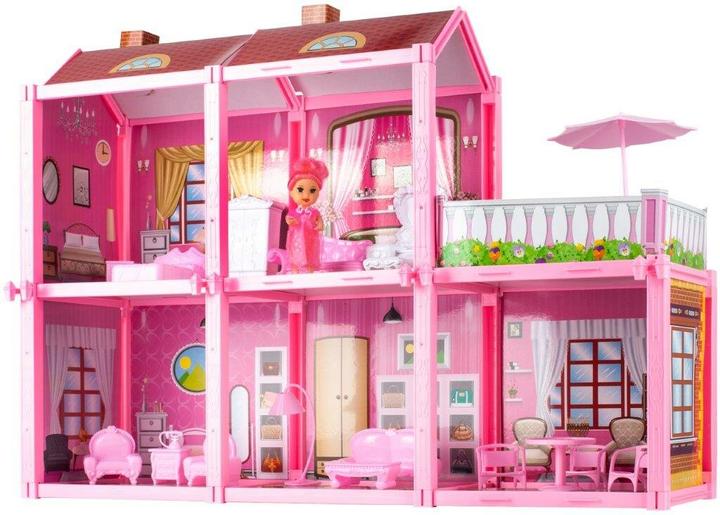 Produktbild Ikonka Big Villa Puppenhaus mit einer Puppe zum Zusammenbauen