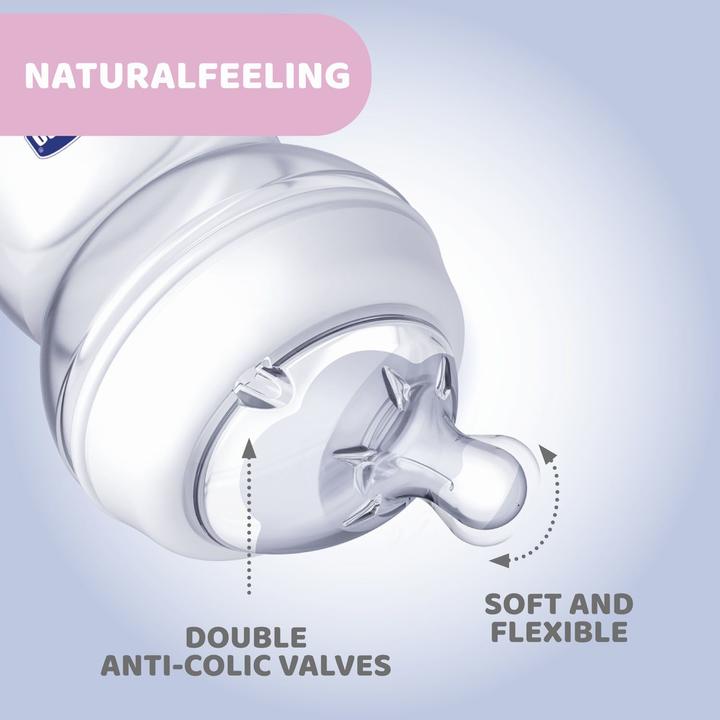 Image du produit Chicco biberon NATURAL FEELING PP tétine silicone débit lent BLUE 0m+ (150 ml)