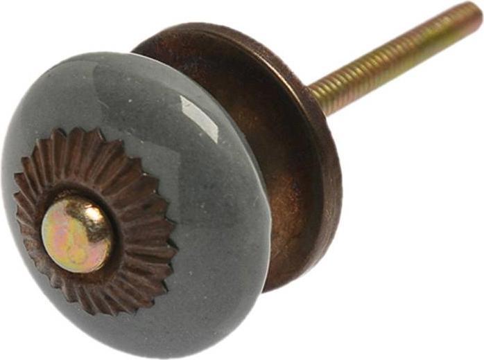 Tranquillo Möbelgriff handgemacht, Ø 3.3 cm, Grau/Messing