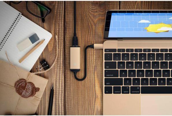 Actual product image Satechi USB-C to Ethernet Adapter Gold USB-C to Ethernet RJ45