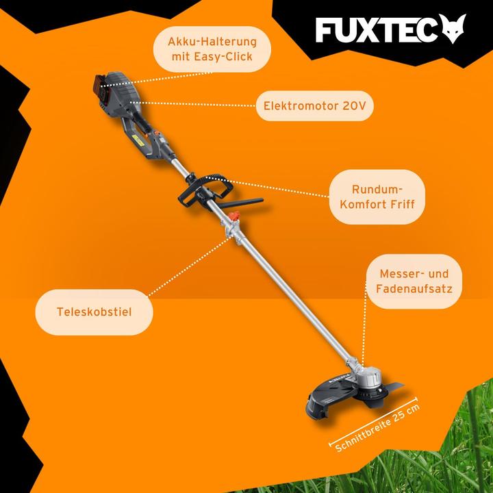 Image du produit Fuxtec Débroussailleuse sans fil 40V FX-E2MS (Fils coupe-herbe, Lame de coupe en métal)