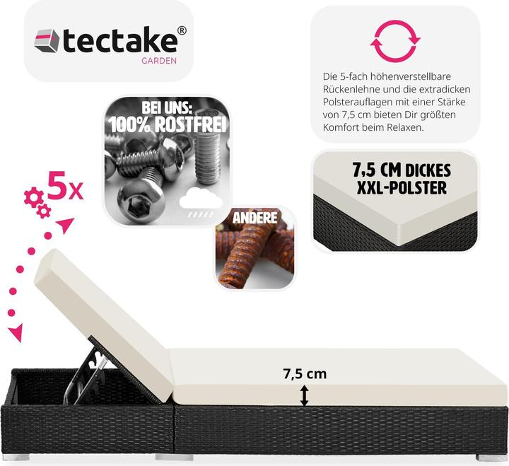 Produktbild tectake 2 Sonnenliegen (184 cm)