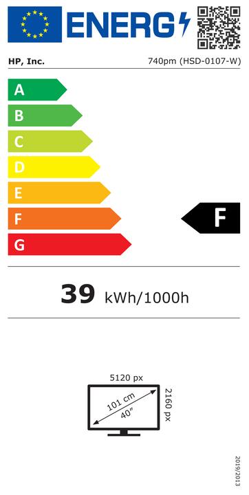 Energy Label HP Series 7 Pro 39.7 inch 5K2K Conferencing Monitor - 740pm PVC Free (5120 x 2160 pixels, 39.70")