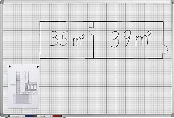 Immagine prodotto eurokraft basic Lavagna a quadretti, verniciata in bianco, largh. x alt. 900 x 600 mm, passo 10 (900 x 600 mm)