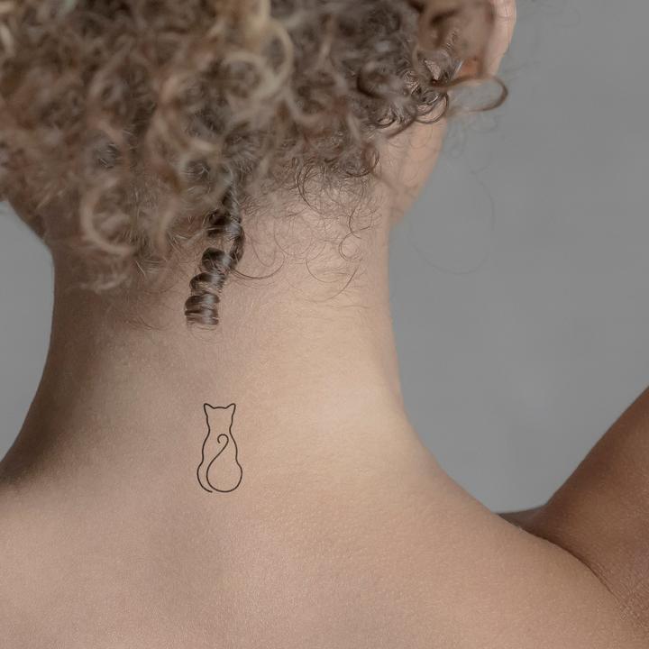 Actual product image minink Temporary tattoo - Cat back view