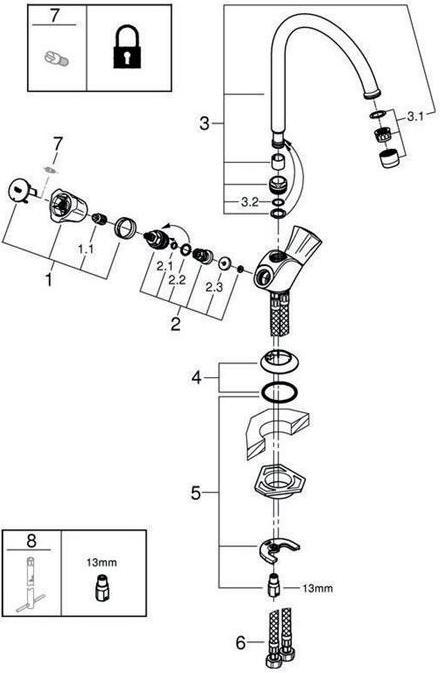Produktbild Grohe Küchenarmatur mit Zweigriff GROHE Costa chrom glänzend 31831001