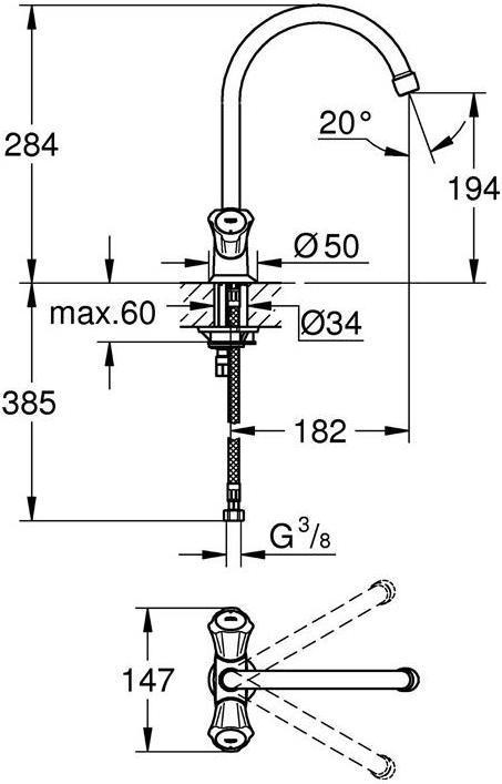Produktbild Grohe Küchenarmatur mit Zweigriff GROHE Costa chrom glänzend 31831001