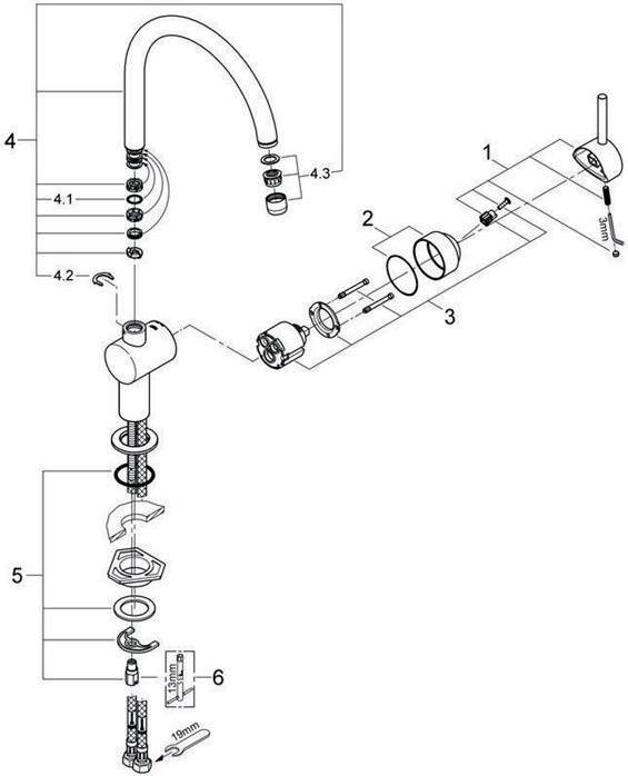 Actual product image Grohe Kitchen faucet with single-lever mixer Minta supersteel matt 32917