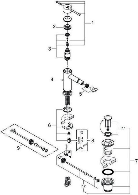 Produktbild Grohe Einhand-Bidetbatterie Essence Zugst-Ablaufgarn. Nickel gebürstet