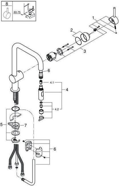 Actual product image Grohe Küchenarmatur mit Handbrause Minta supersteel matt 32322