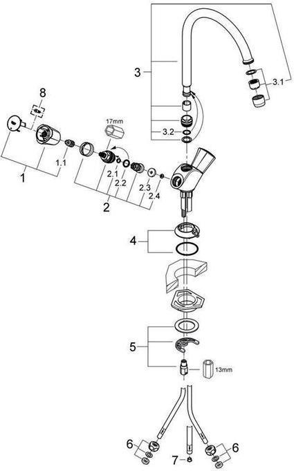 Actual product image Grohe Low-pressure faucet Costa glossy chrome 31930001