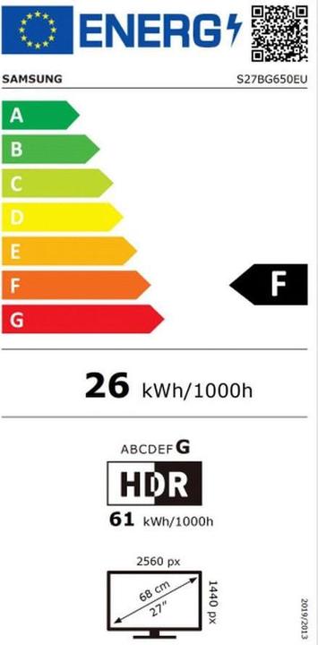 Energie-Label Samsung Odyssey G6 - G65B (2560 x 1440 Pixel, 27")
